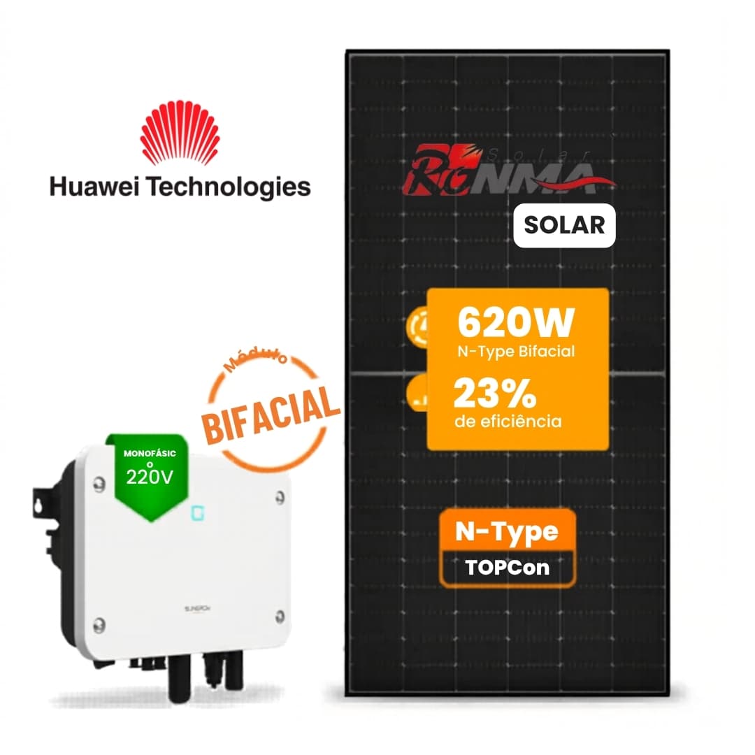 Gerador Solar 4.96 kwp - HUAWEI 3KW - RONMA BLACK FRAME 620W