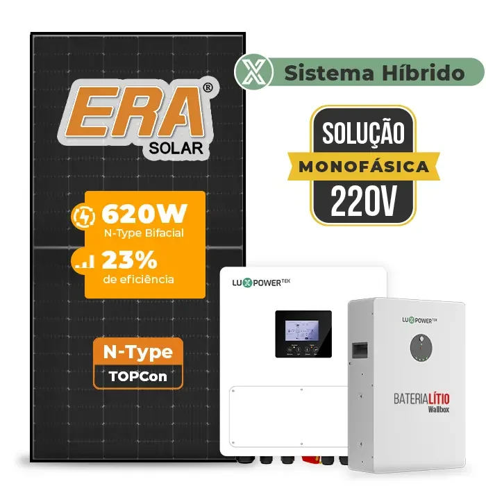 Gerador de Energia Solar 8.68 kwp Hibrido Luxpower C/ Bateria 5.12KWH