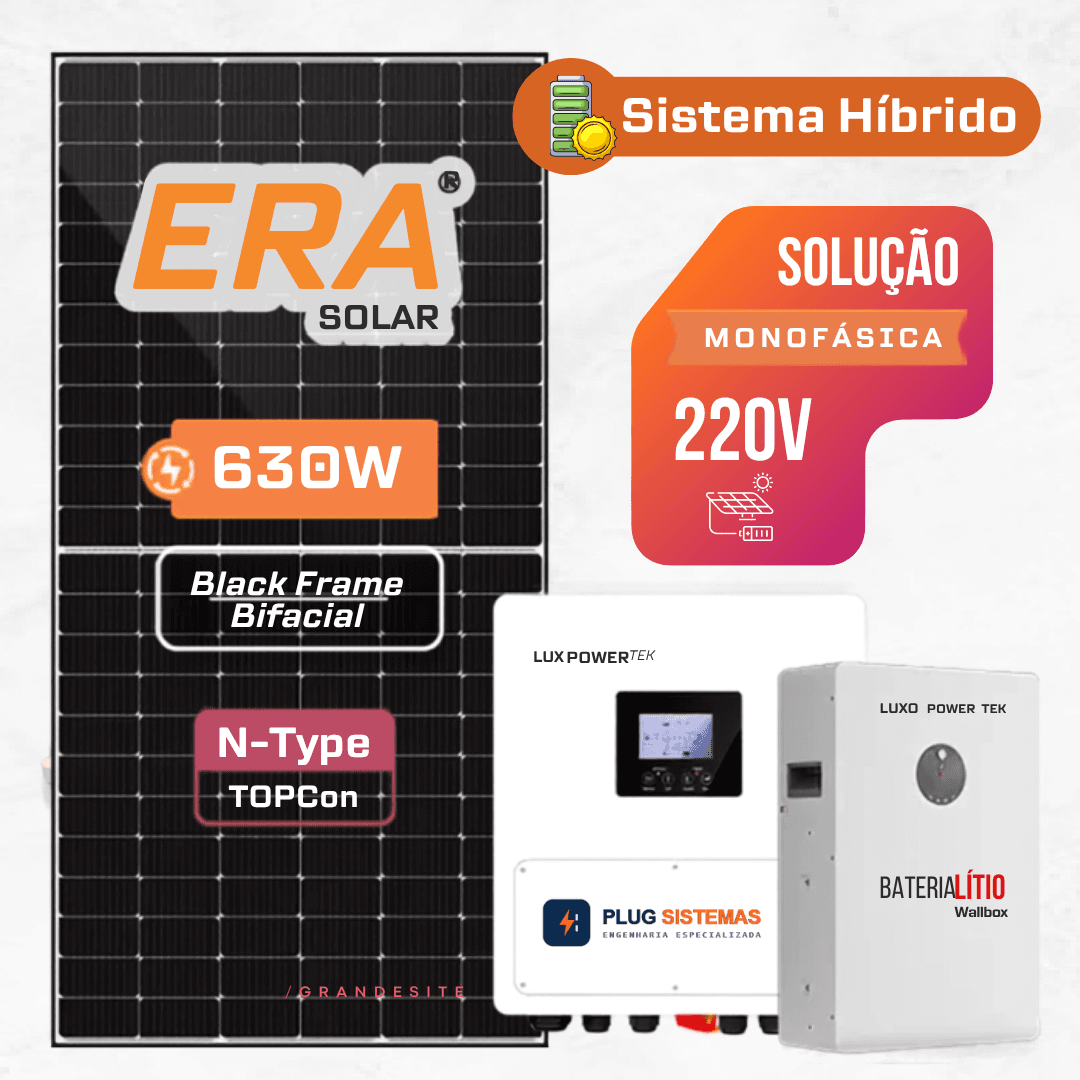 Gerador de Energia 3.78 KWP - Hibrido Luxpower com Bateria S/Estrutura