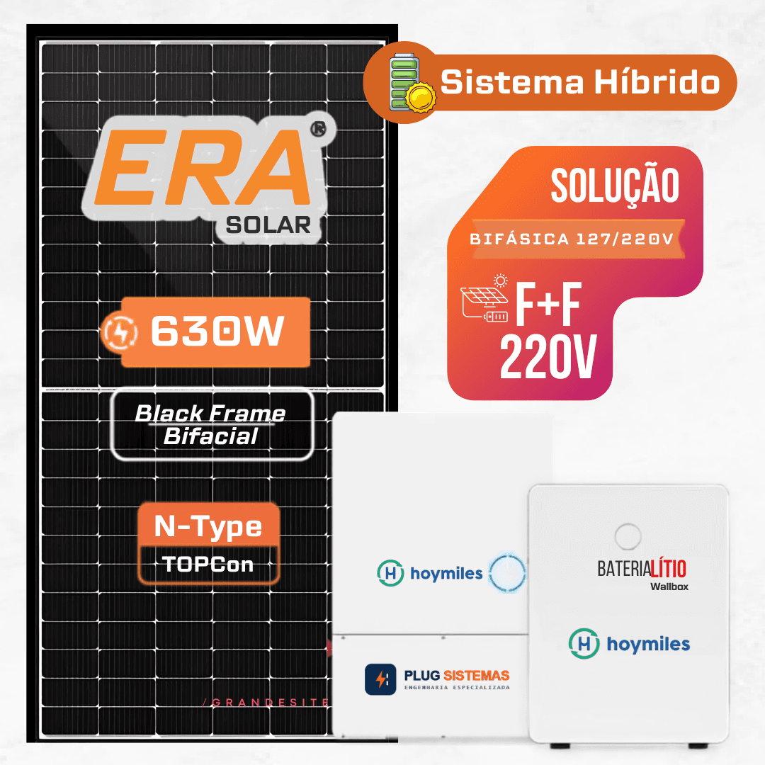 Gerador de Energia 3.78 KWP - Bif 127/220v Hibrido Hoymiles com Bateria S/Estrutura