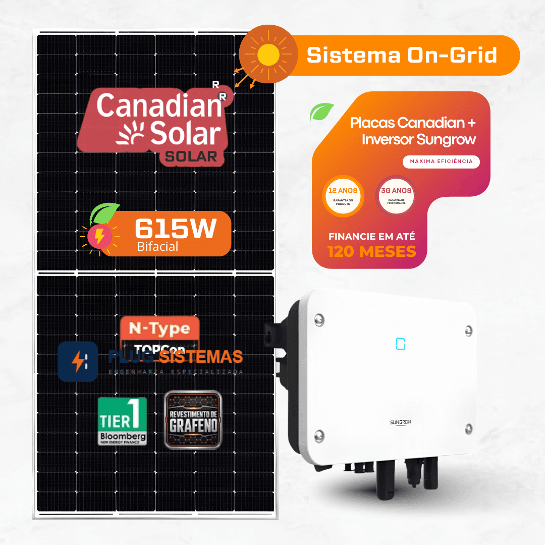 Gerador Energia 4.92 kwp Mod Canadian Solar/ Inv Sungrow SG5.0RS-L2